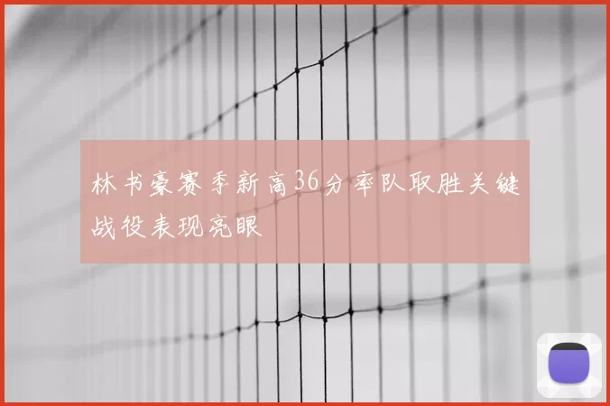 林书豪赛季新高36分率队取胜关键战役表现亮眼